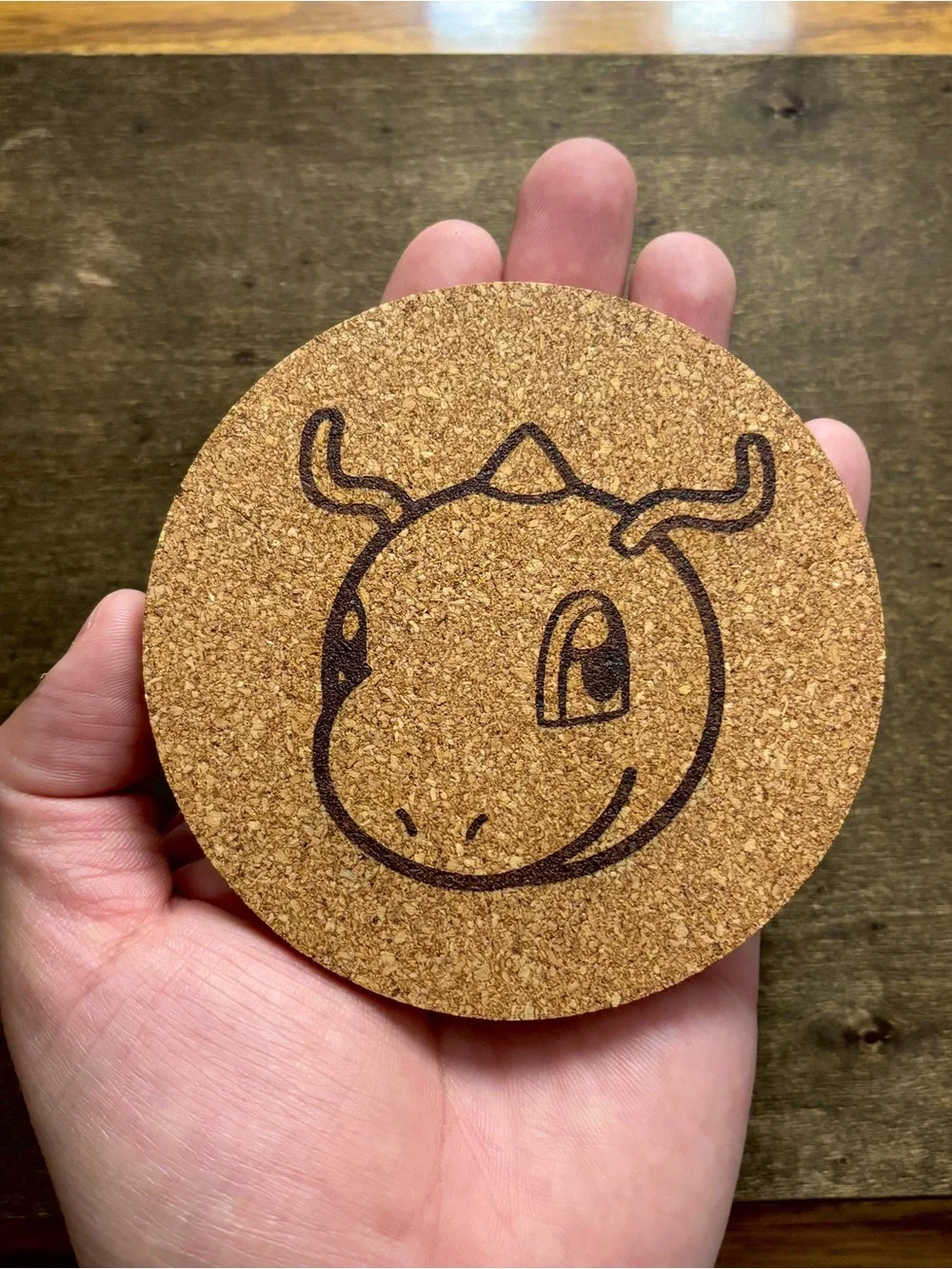 Pokemon Dragonite Face Laser Engraved Cork Coaster